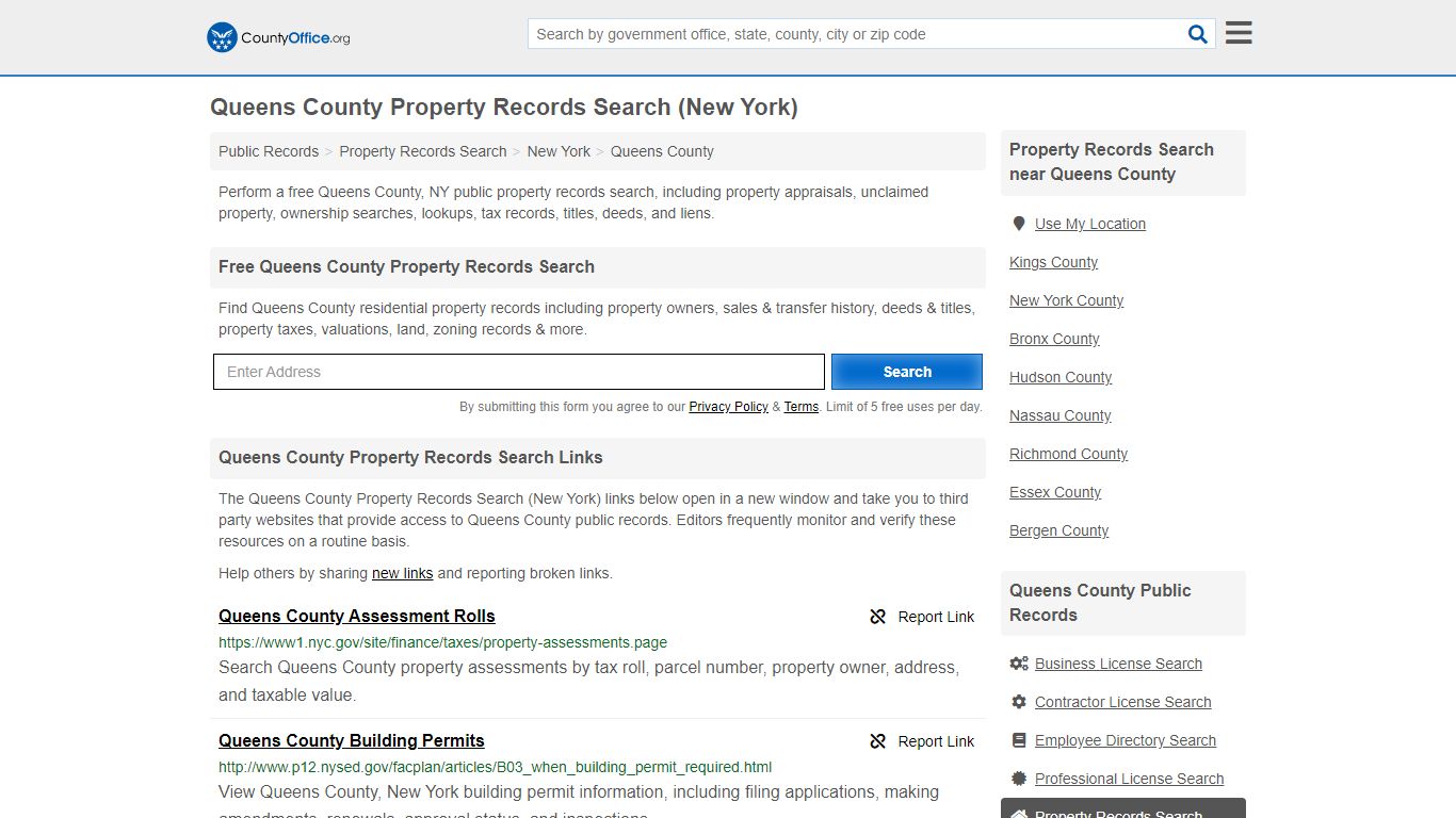Property Records Search - Queens County, NY (Assessments ...